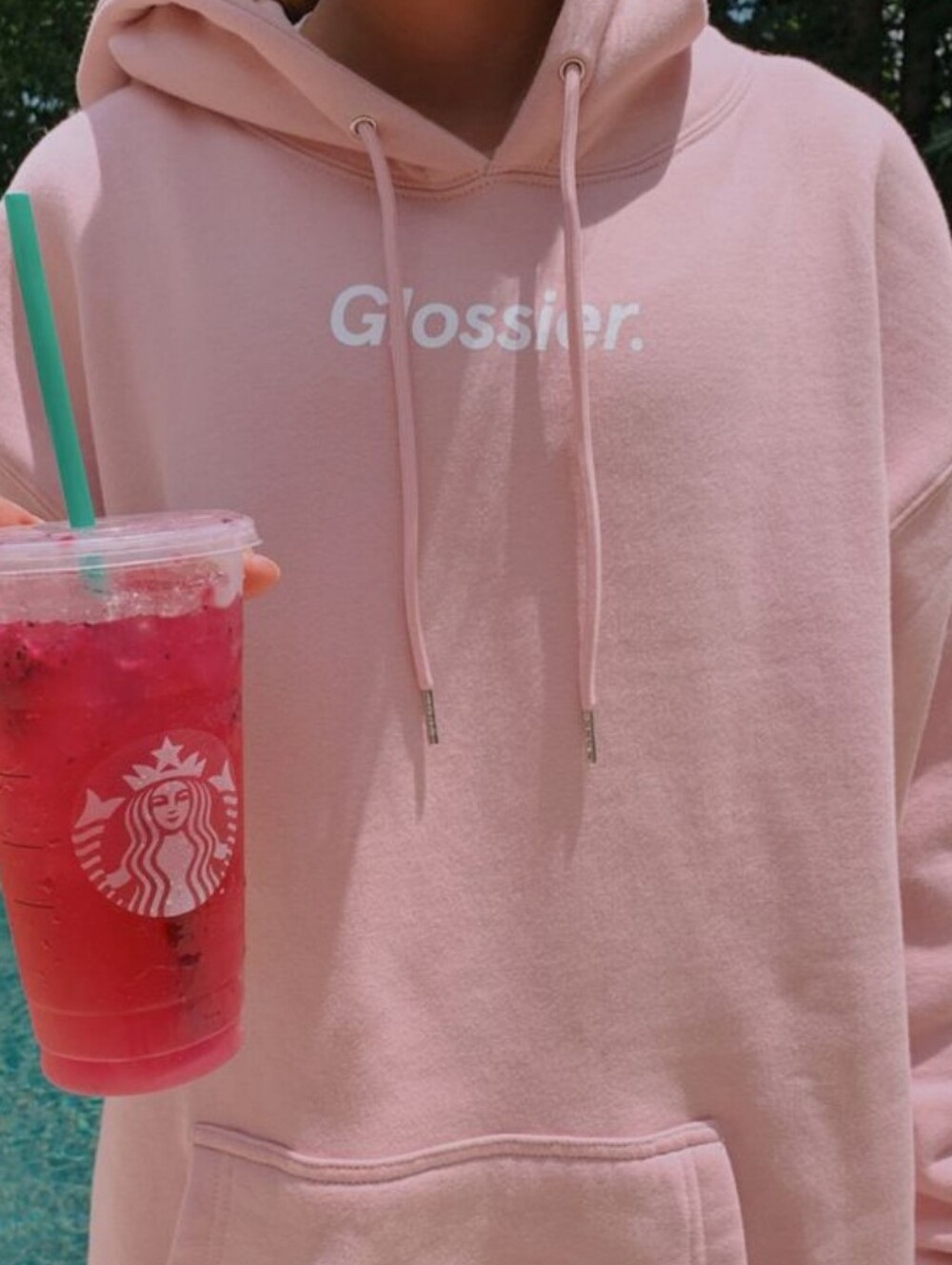 Glossier Pink Hooded Pullover Sweatshirt